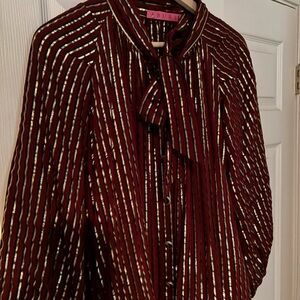 BURU Striped Burgundy and Gold Dress